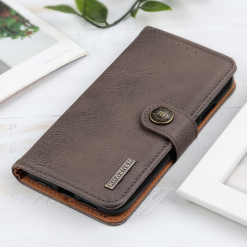 KHAZNEH Leather Phone Case Magnetic Clasp Wallet Stand for Xiaomi Poco M5s 4G / Redmi Note 10 4G / Note 10S 4G