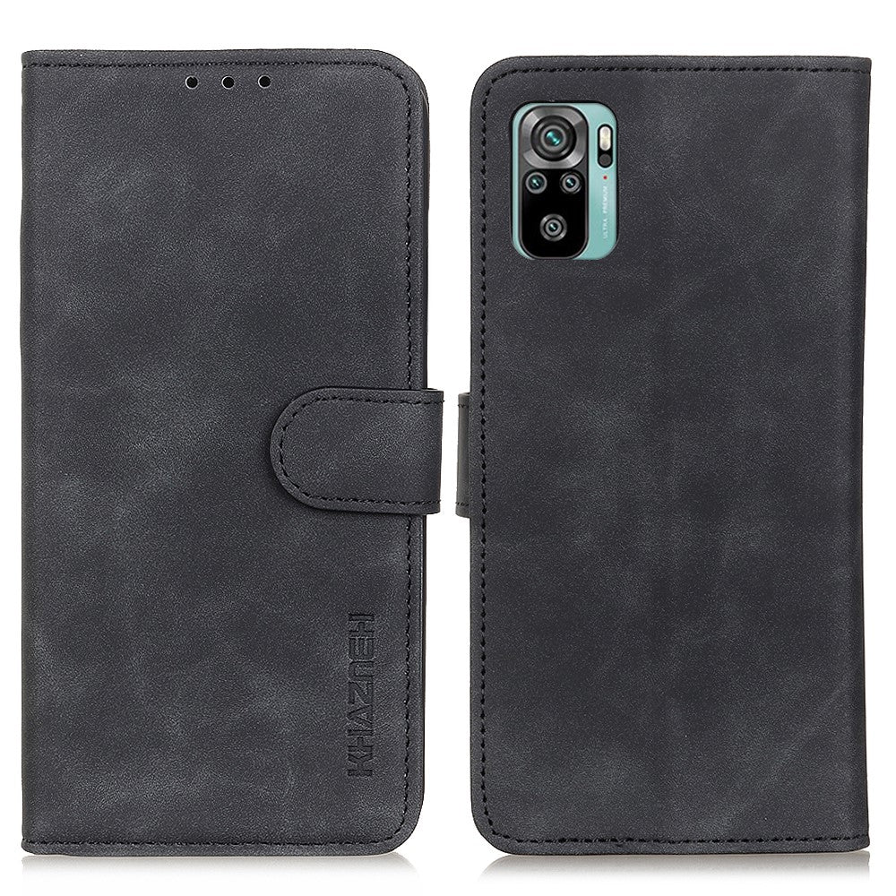 KHAZNEH Wallet Design Retro Style Folio Flip PU Leather Case Shell for Xiaomi Poco M5s 4G / Redmi Note 10 4G / Note 10S 4G