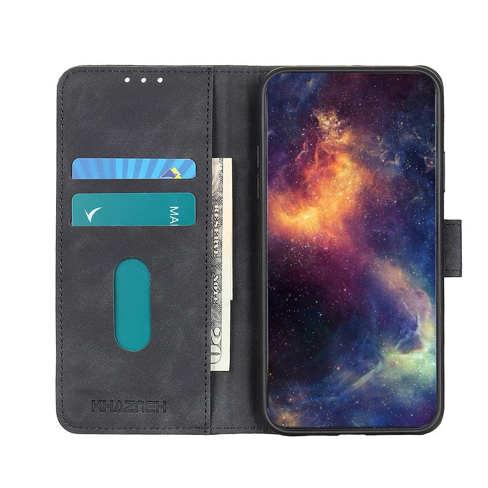 KHAZNEH Wallet Design Retro Style Folio Flip PU Leather Case Shell for Xiaomi Poco M5s 4G / Redmi Note 10 4G / Note 10S 4G