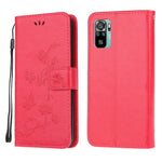 Imprint Butterfly Flower Leather Wallet Stand Phone Cover for Xiaomi Poco M5s 4G / Redmi Note 10 4G / Note 10S 4G