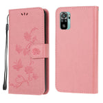 Imprint Butterfly Flower Leather Wallet Stand Phone Cover for Xiaomi Poco M5s 4G / Redmi Note 10 4G / Note 10S 4G