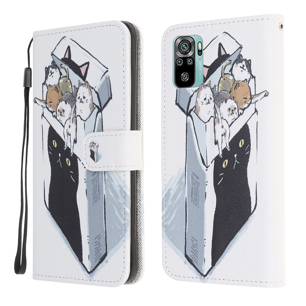 3D-mönsterutskrift med korsstruktur i läder, plånboksfodral för Xiaomi Poco M5s 4G / Redmi Note 10 4G / Note 10S 4G