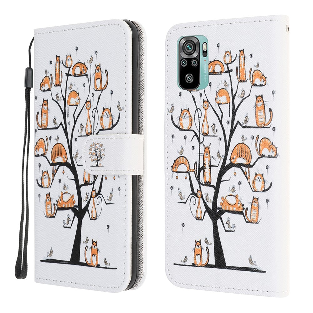 3D-mönsterutskrift med korsstruktur i läder, plånboksfodral för Xiaomi Poco M5s 4G / Redmi Note 10 4G / Note 10S 4G