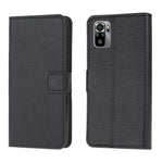 Litchi Texture Wallet Stand Leather Shell Cover for Xiaomi Poco M5s 4G / Redmi Note 10 4G / Note 10S 4G