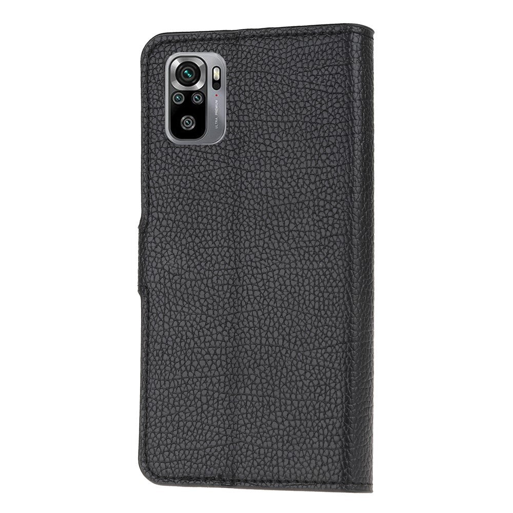 Litchi Texture Wallet Stand Leather Shell Cover for Xiaomi Poco M5s 4G / Redmi Note 10 4G / Note 10S 4G