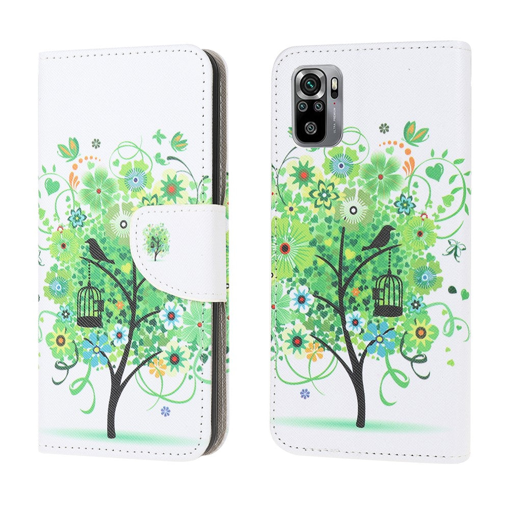 Pattern Printing Cross Texture Leather Wallet Stand Case Shell for Xiaomi Poco M5s 4G / Redmi Note 10 4G / Note 10S 4G