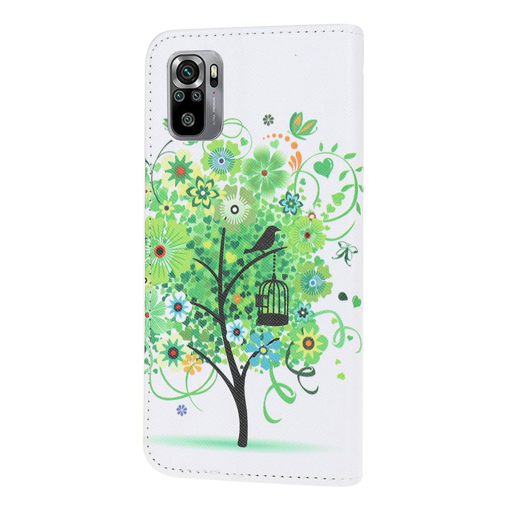 Pattern Printing Cross Texture Leather Wallet Stand Case Shell for Xiaomi Poco M5s 4G / Redmi Note 10 4G / Note 10S 4G