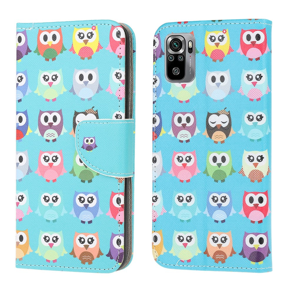 Pattern Printing Cross Texture Leather Wallet Stand Case Shell for Xiaomi Poco M5s 4G / Redmi Note 10 4G / Note 10S 4G