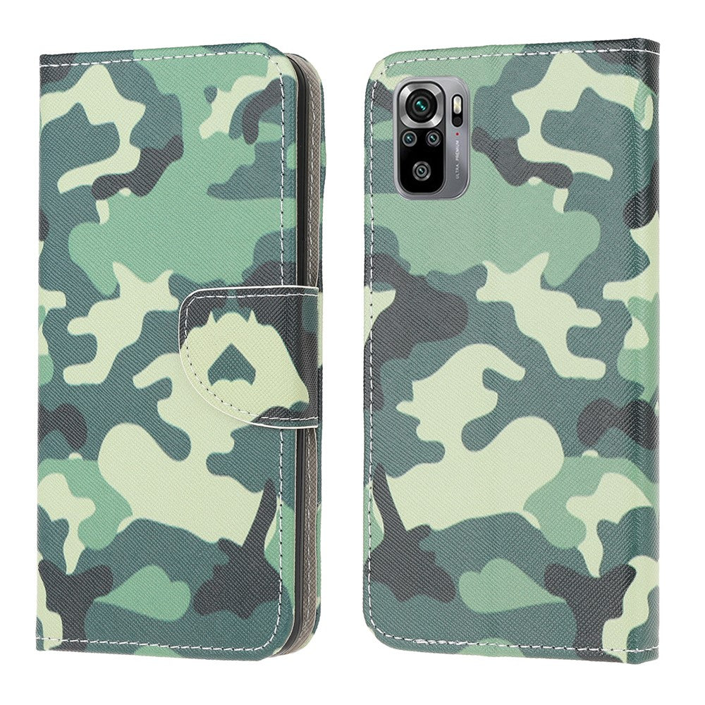 Pattern Printing Cross Texture Leather Wallet Stand Case Shell for Xiaomi Poco M5s 4G / Redmi Note 10 4G / Note 10S 4G