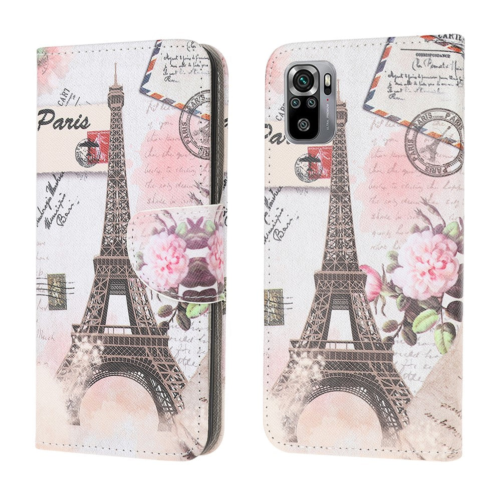Pattern Printing Cross Texture Leather Wallet Stand Case Shell for Xiaomi Poco M5s 4G / Redmi Note 10 4G / Note 10S 4G