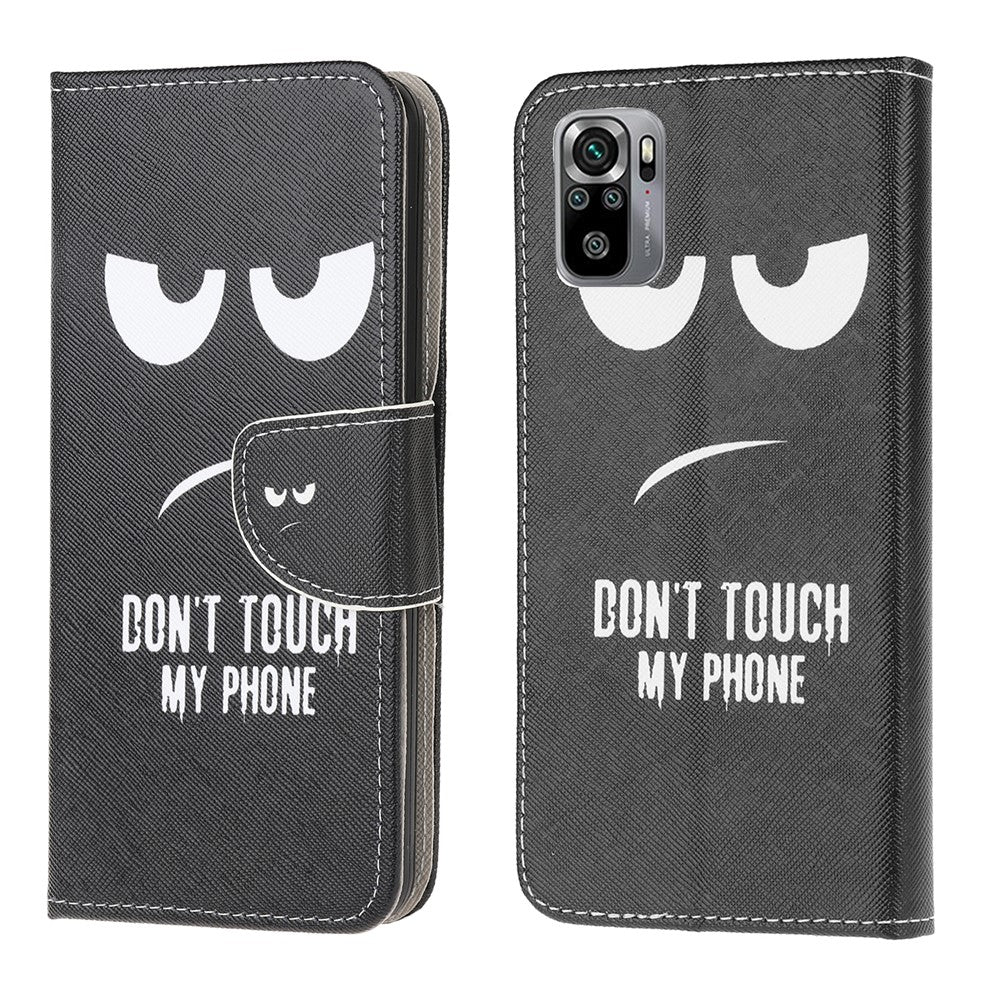 Pattern Printing Cross Texture Leather Wallet Stand Case Shell for Xiaomi Poco M5s 4G / Redmi Note 10 4G / Note 10S 4G