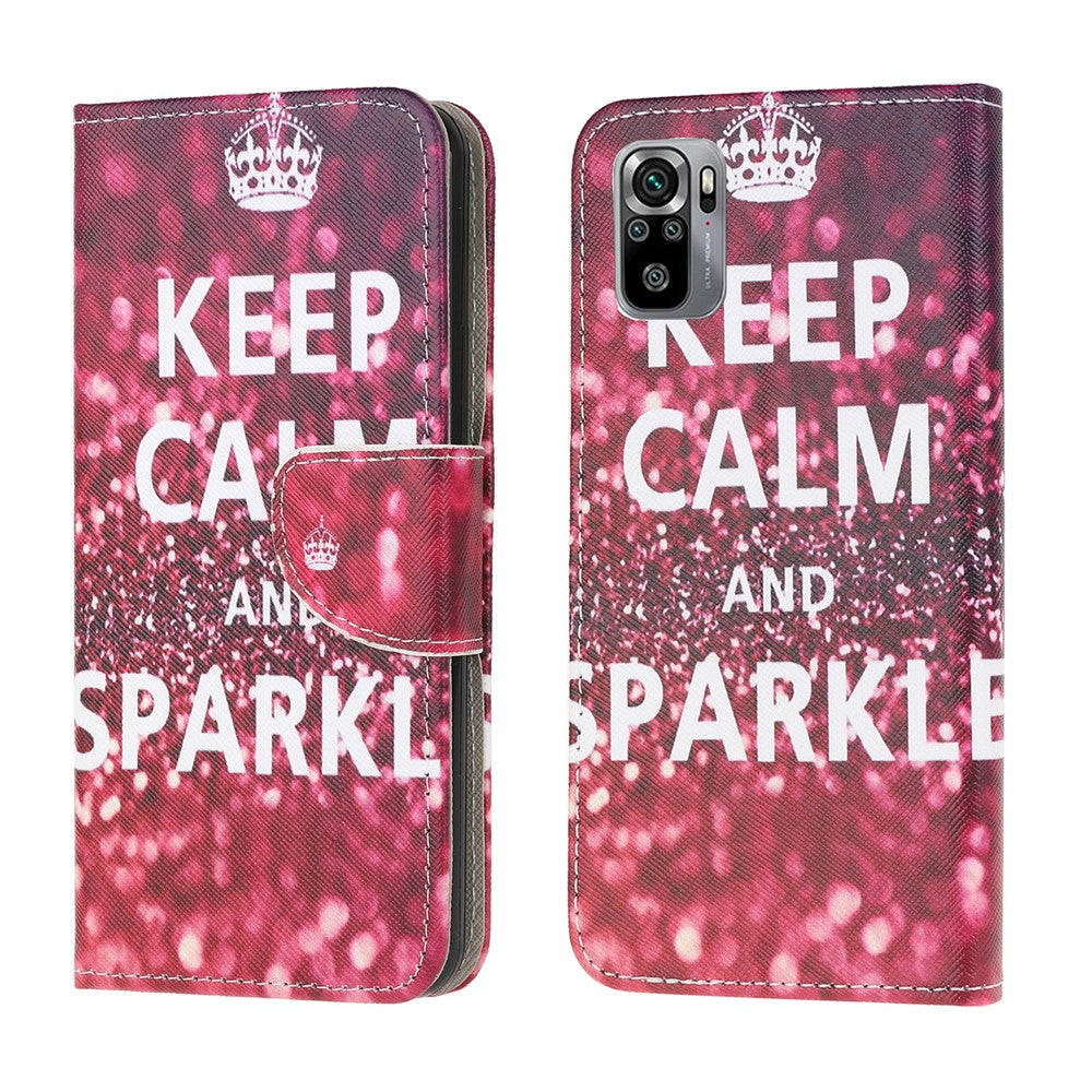 Pattern Printing Cross Texture Leather Wallet Stand Case Shell for Xiaomi Poco M5s 4G / Redmi Note 10 4G / Note 10S 4G