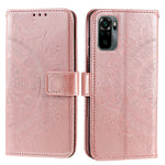 Imprinted Mandala Flower Wallet Leather Case with Strap for Xiaomi Poco M5s 4G / Redmi Note 10 4G / Note 10S 4G