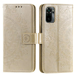 Imprinted Mandala Flower Wallet Leather Case with Strap for Xiaomi Poco M5s 4G / Redmi Note 10 4G / Note 10S 4G