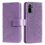 Imprinted Mandala Flower Wallet Leather Case with Strap for Xiaomi Poco M5s 4G / Redmi Note 10 4G / Note 10S 4G