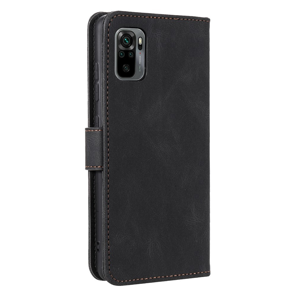 Rivet Decor Skin-Feeling Splicing Leather Wallet Phone Protective Cover for Xiaomi Poco M5s 4G / Redmi Note 10 4G / Note 10S 4G