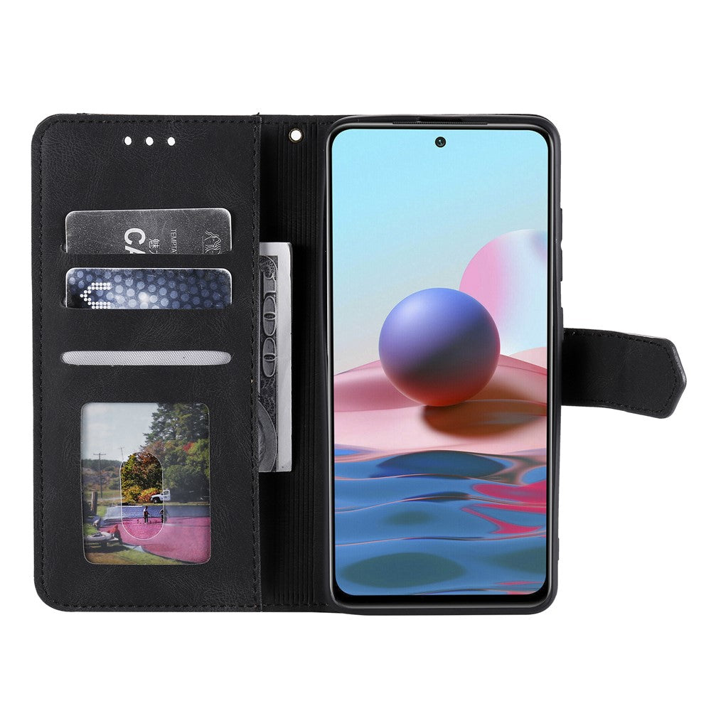 Rivet Decor Skin-Feeling Splicing Leather Wallet Phone Protective Cover for Xiaomi Poco M5s 4G / Redmi Note 10 4G / Note 10S 4G