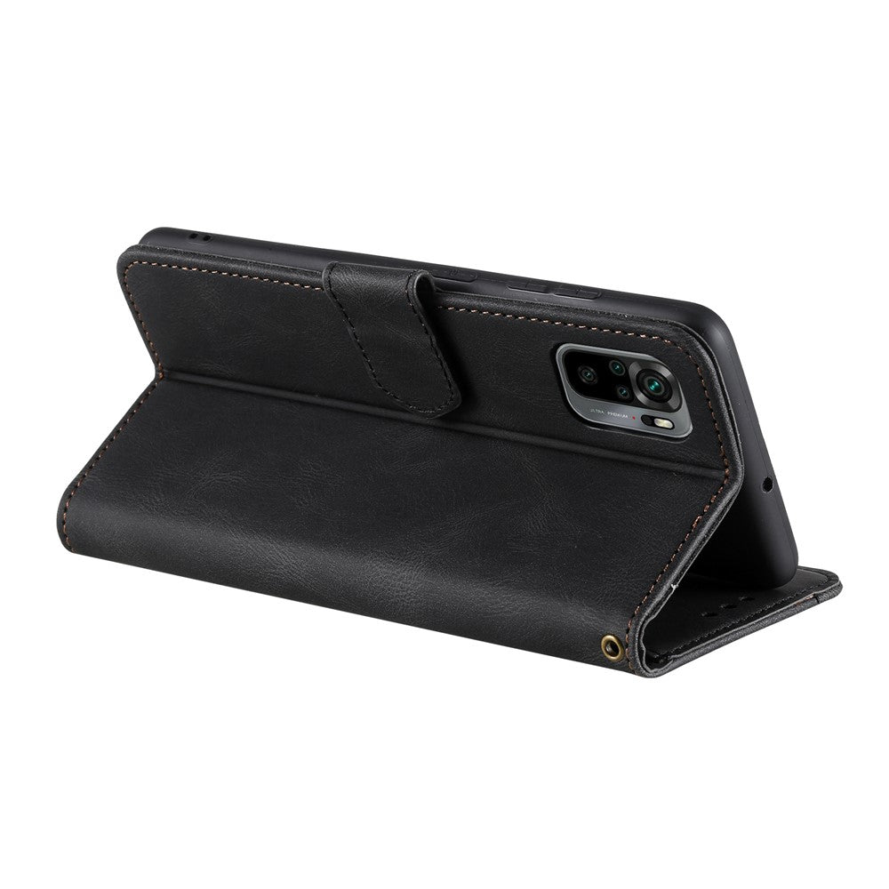 Rivet Decor Skin-Feeling Splicing Leather Wallet Phone Protective Cover for Xiaomi Poco M5s 4G / Redmi Note 10 4G / Note 10S 4G