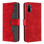 Rivet Decor Skin-Feeling Splicing Leather Wallet Phone Protective Cover for Xiaomi Poco M5s 4G / Redmi Note 10 4G / Note 10S 4G