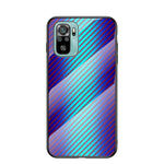 Carbon Fiber Texture Design Tempered Glass Phone Back Cover Case for Xiaomi Poco M5s 4G / Redmi Note 10 4G / Note 10S 4G Anti-Drop Protective Shell