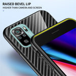 Carbon Fiber Texture Design Tempered Glass Phone Back Cover Case for Xiaomi Poco M5s 4G / Redmi Note 10 4G / Note 10S 4G Anti-Drop Protective Shell