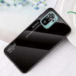 Anti-Scratch TPU Frame Color Gradient Design Tempered Glass Cell Phone Back Case for Xiaomi Poco M5s 4G / Redmi Note 10 4G / Note 10S 4G