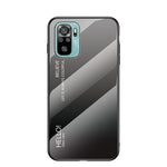 Anti-Scratch TPU Frame Color Gradient Design Tempered Glass Cell Phone Back Case for Xiaomi Poco M5s 4G / Redmi Note 10 4G / Note 10S 4G