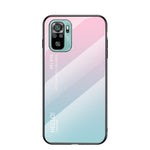 Anti-Scratch TPU Frame Color Gradient Design Tempered Glass Cell Phone Back Case for Xiaomi Poco M5s 4G / Redmi Note 10 4G / Note 10S 4G