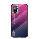 Anti-Scratch TPU Frame Color Gradient Design Tempered Glass Cell Phone Back Case for Xiaomi Poco M5s 4G / Redmi Note 10 4G / Note 10S 4G