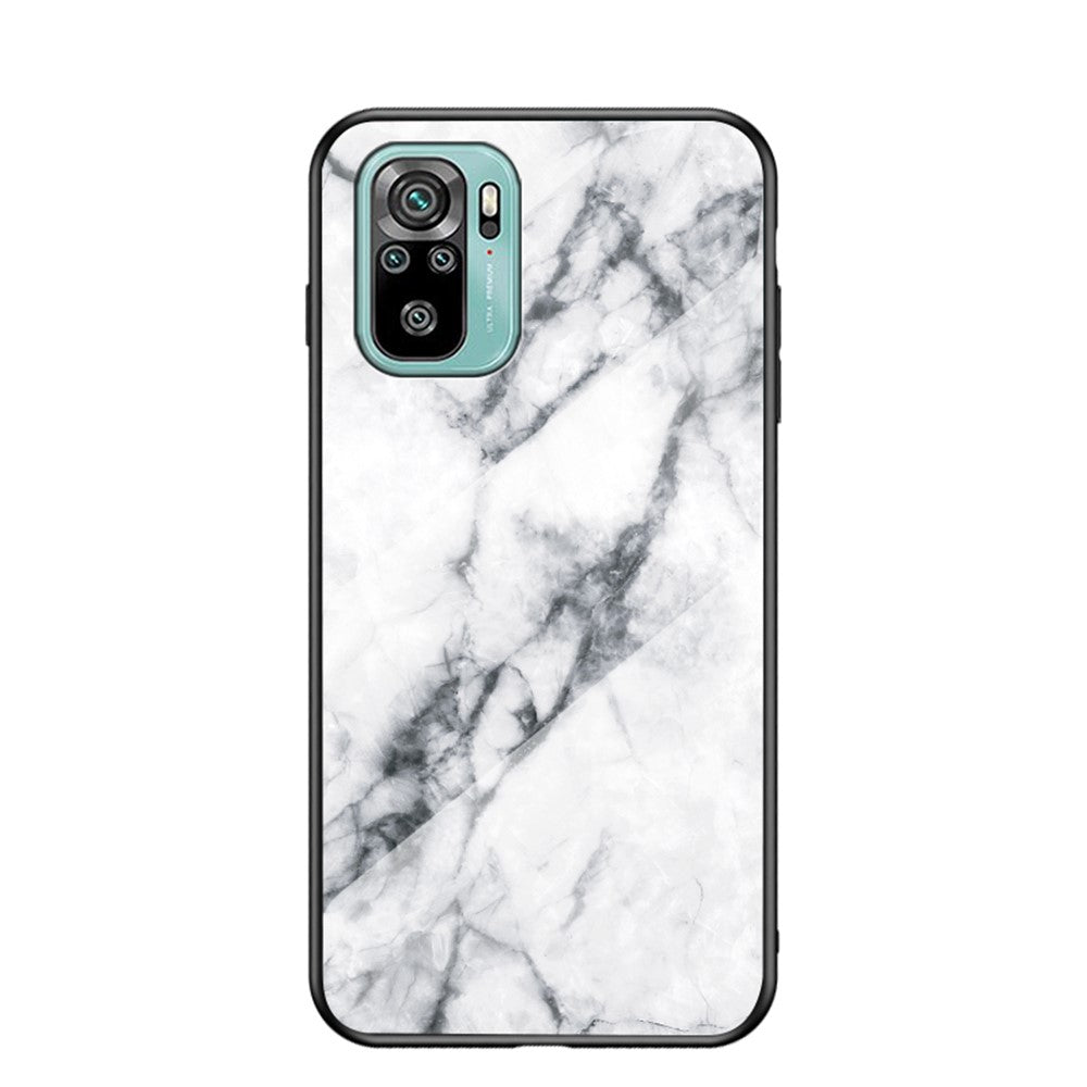 Marbling Pattern Design Anti-Scratch Tempered Glass Cell Phone Cover for Xiaomi Poco M5s 4G / Redmi Note 10 4G / Note 10S 4G