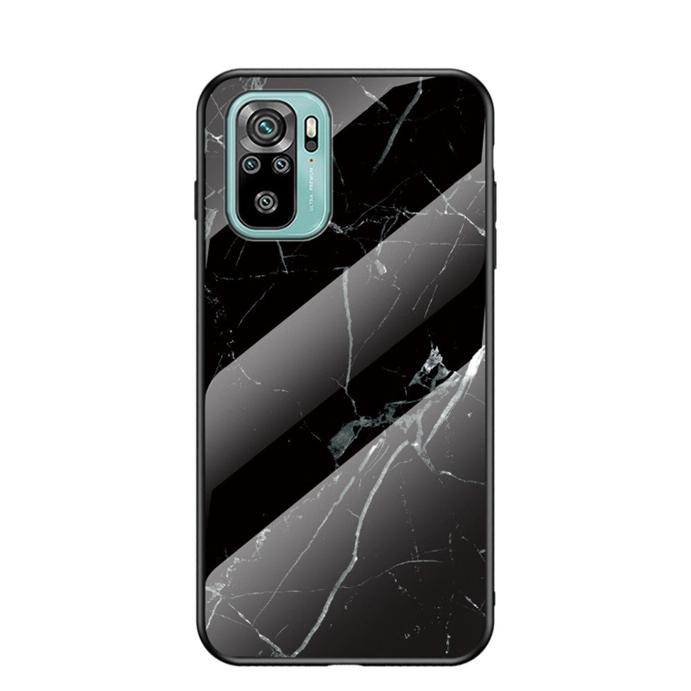 Marbling Pattern Design Anti-Scratch Tempered Glass Cell Phone Cover for Xiaomi Poco M5s 4G / Redmi Note 10 4G / Note 10S 4G