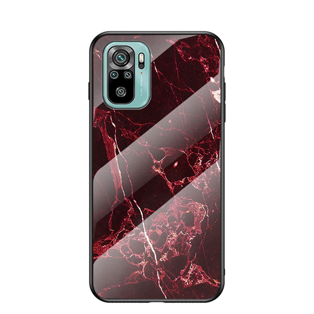 Marbling Pattern Design Anti-Scratch Tempered Glass Cell Phone Cover for Xiaomi Poco M5s 4G / Redmi Note 10 4G / Note 10S 4G