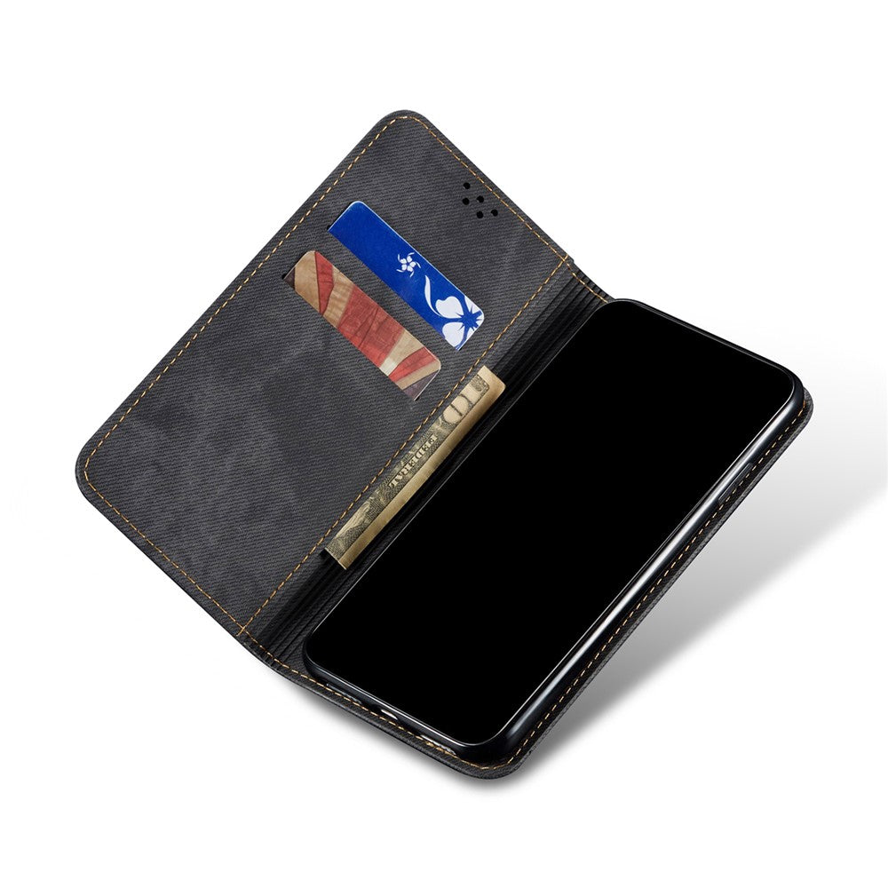 Jeans Cloth Texture Leisure Style Phone Shell Cover Wallet Stand for Xiaomi Poco M5s 4G / Redmi Note 10 4G / Note 10S 4G