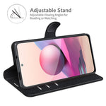 Auto Magnet Suction Design Litchi Texture Split Leather Wallet Stand Cover Case for Xiaomi Poco M5s 4G / Redmi Note 10 4G / Note 10S 4G