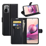 Auto Magnet Suction Design Litchi Texture Split Leather Wallet Stand Cover Case for Xiaomi Poco M5s 4G / Redmi Note 10 4G / Note 10S 4G