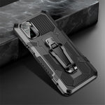 Plastic + TPU + Metal Hybrid Case Anti-Drop Kickstand Phone Cover for Xiaomi Poco M5s 4G / Redmi Note 10 4G / Note 10S 4G