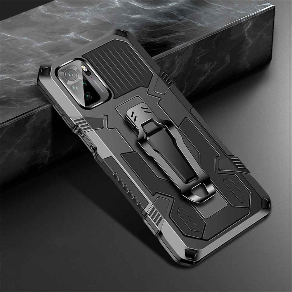 Plastic + TPU + Metal Hybrid Case Anti-Drop Kickstand Phone Cover for Xiaomi Poco M5s 4G / Redmi Note 10 4G / Note 10S 4G
