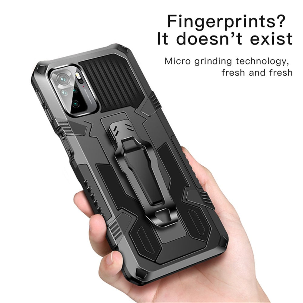 Plastic + TPU + Metal Hybrid Case Anti-Drop Kickstand Phone Cover for Xiaomi Poco M5s 4G / Redmi Note 10 4G / Note 10S 4G