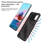 Plastic + TPU + Metal Hybrid Case Anti-Drop Kickstand Phone Cover for Xiaomi Poco M5s 4G / Redmi Note 10 4G / Note 10S 4G