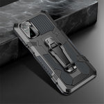 Plastic + TPU + Metal Hybrid Case Anti-Drop Kickstand Phone Cover for Xiaomi Poco M5s 4G / Redmi Note 10 4G / Note 10S 4G