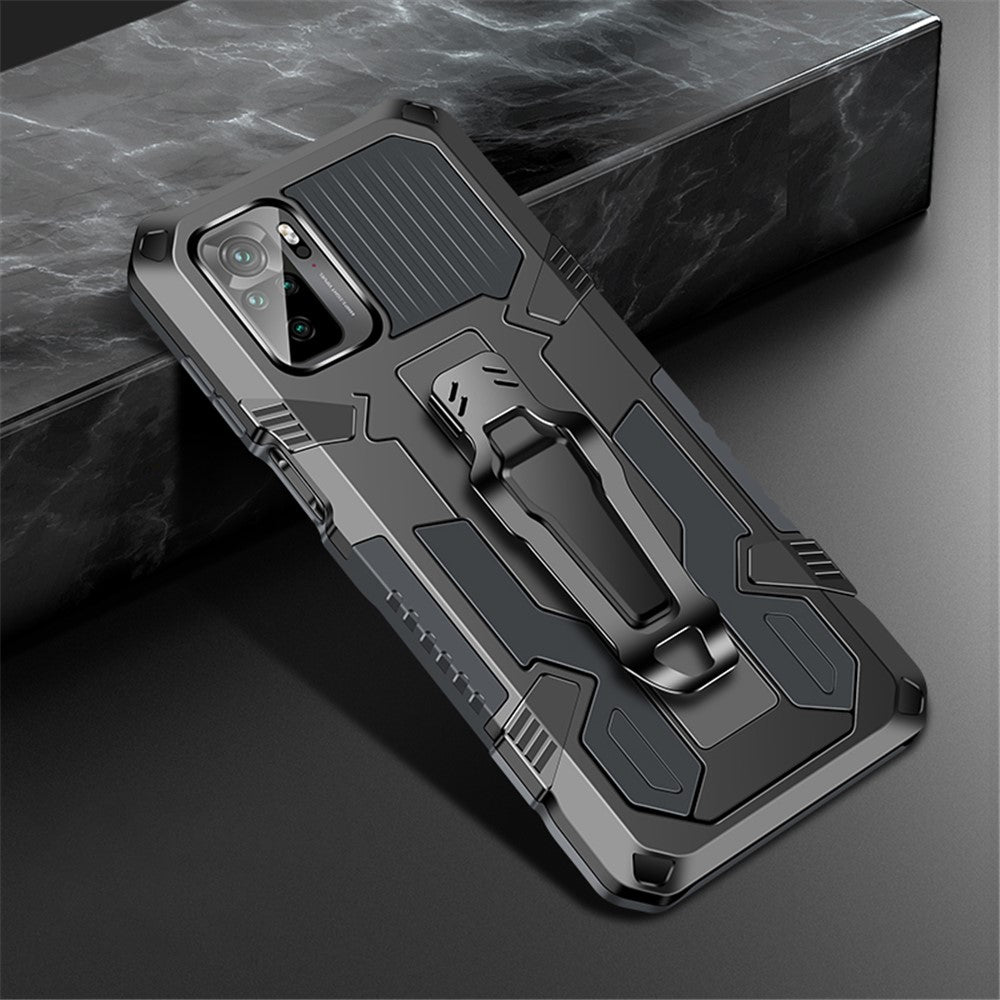 Plastic + TPU + Metal Hybrid Case Anti-Drop Kickstand Phone Cover for Xiaomi Poco M5s 4G / Redmi Note 10 4G / Note 10S 4G