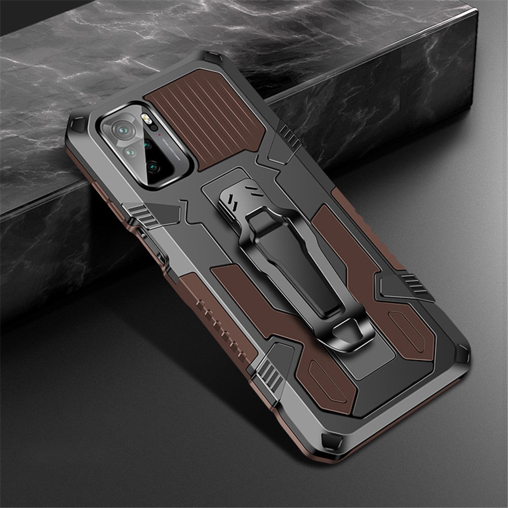 Plastic + TPU + Metal Hybrid Case Anti-Drop Kickstand Phone Cover for Xiaomi Poco M5s 4G / Redmi Note 10 4G / Note 10S 4G