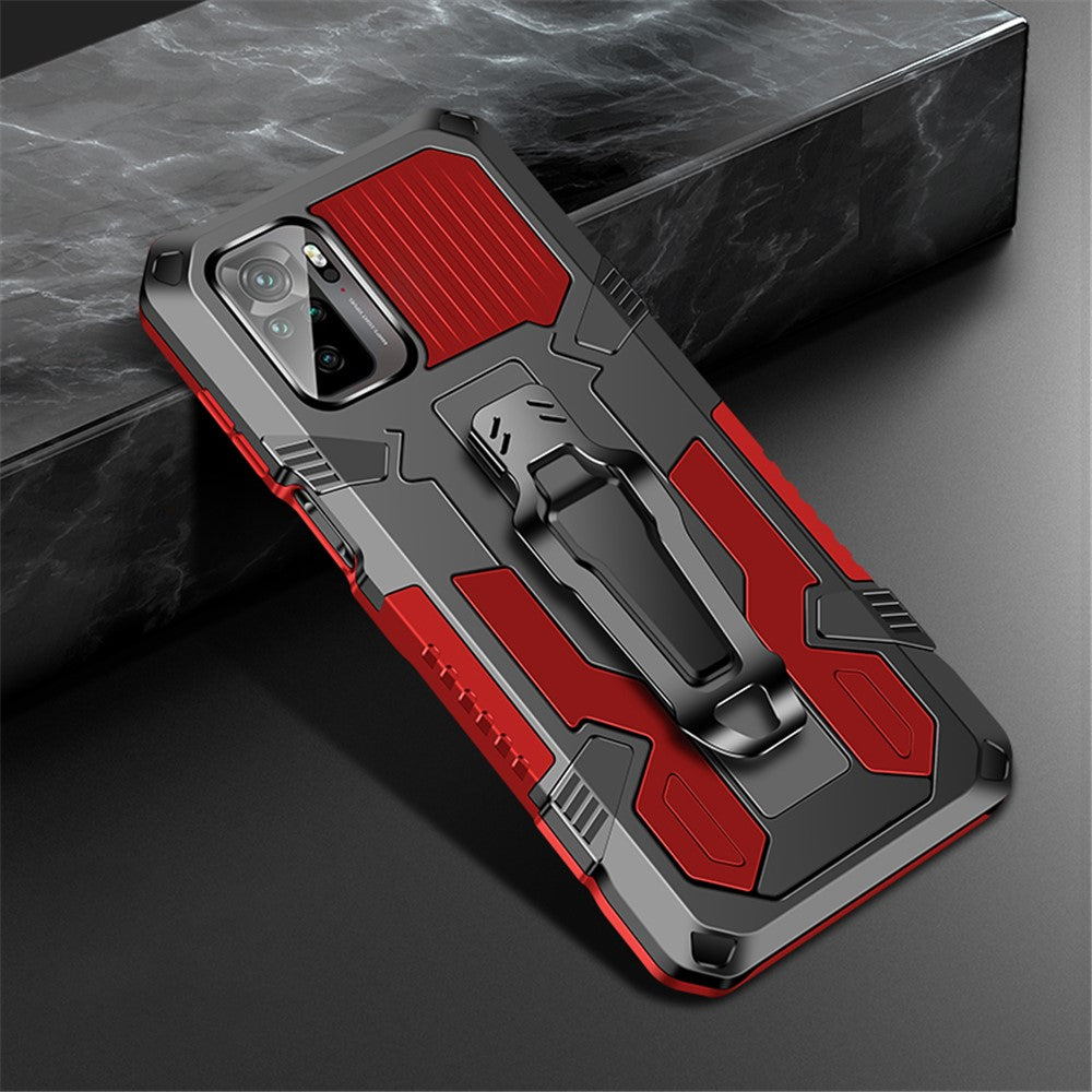 Plastic + TPU + Metal Hybrid Case Anti-Drop Kickstand Phone Cover for Xiaomi Poco M5s 4G / Redmi Note 10 4G / Note 10S 4G