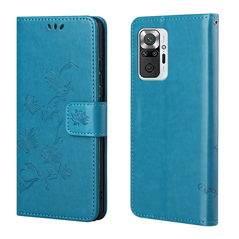 Läderplånbok med fjärilstryck och blommor på insidan och utsidan för Xiaomi Redmi Note 10 Pro 4G (Indien)/(Globalt)/Note 10 Pro Max