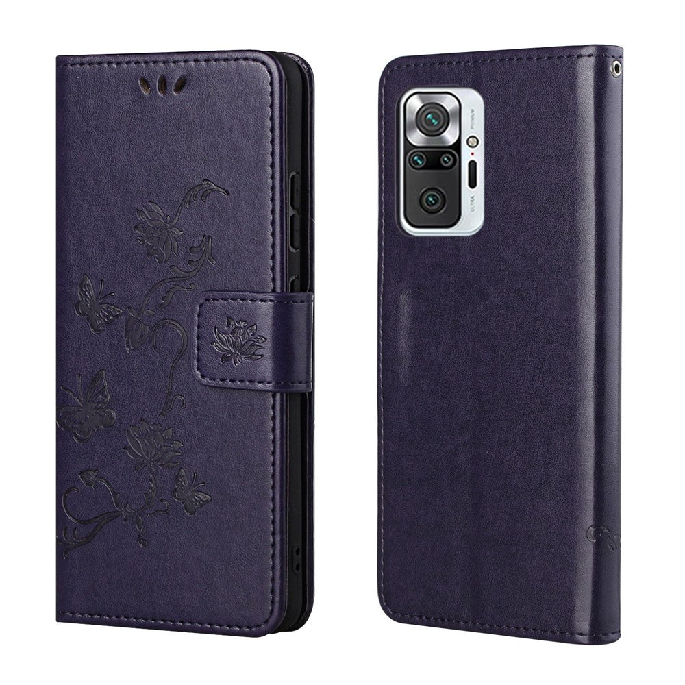 Läderplånbok med fjärilstryck och blommor på insidan och utsidan för Xiaomi Redmi Note 10 Pro 4G (Indien)/(Globalt)/Note 10 Pro Max