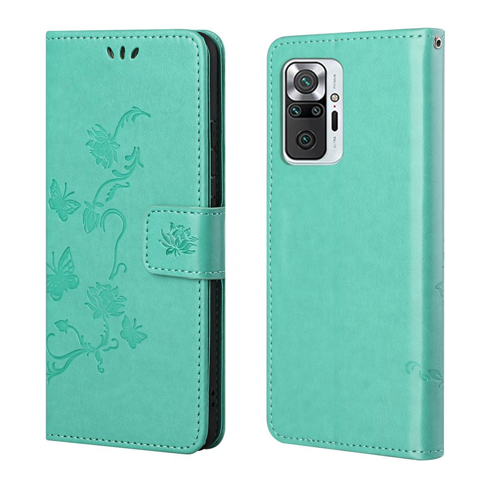 Läderplånbok med fjärilstryck och blommor på insidan och utsidan för Xiaomi Redmi Note 10 Pro 4G (Indien)/(Globalt)/Note 10 Pro Max