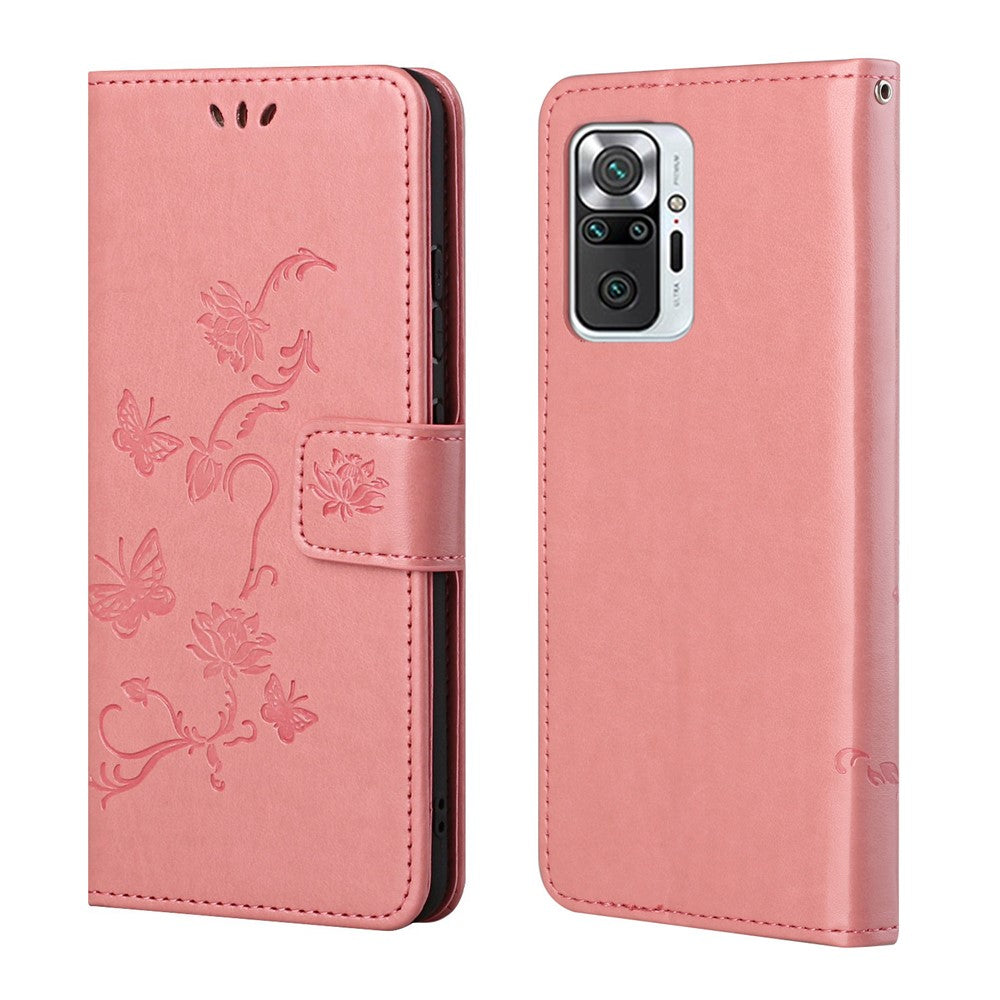 Läderplånbok med fjärilstryck och blommor på insidan och utsidan för Xiaomi Redmi Note 10 Pro 4G (Indien)/(Globalt)/Note 10 Pro Max