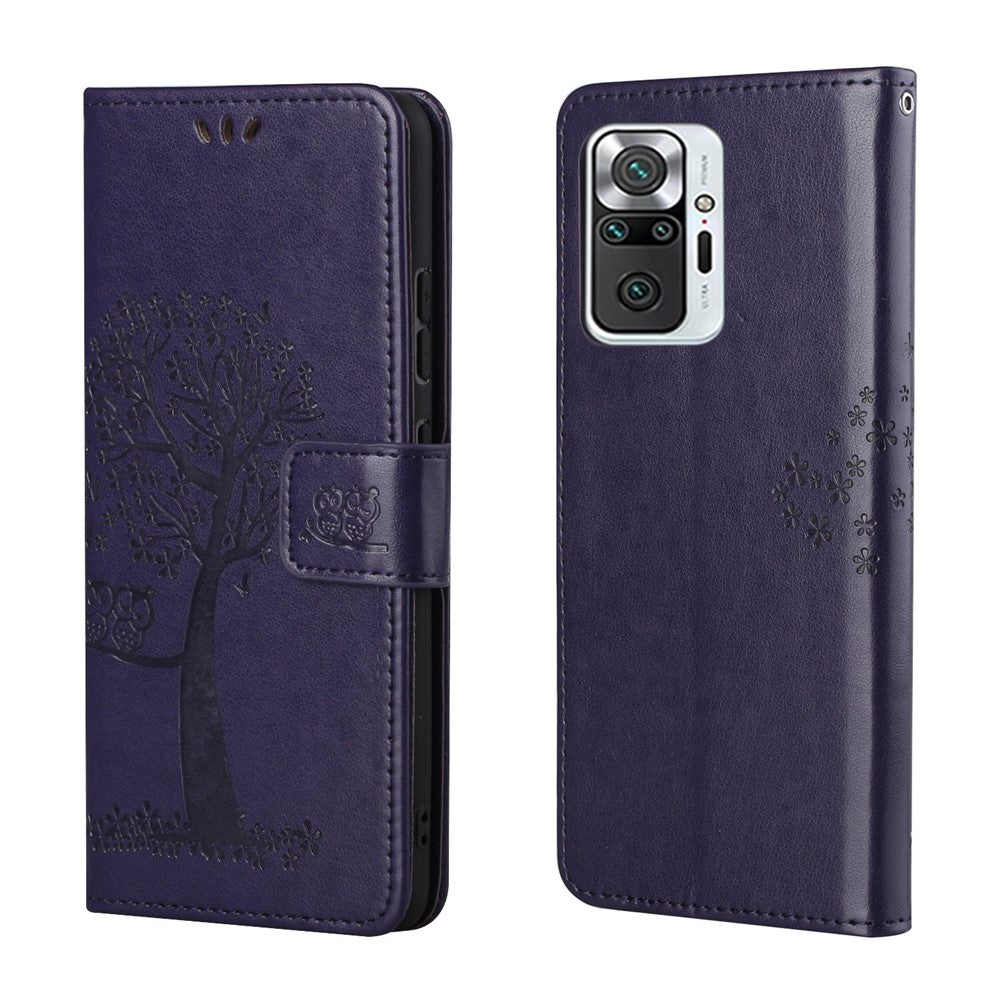 Wallet Design Inside and Outside Tree Owl Pattern Imprint Leather Stylish Case for Xiaomi Redmi Note 10 Pro 4G (India)/(Global)/Note 10 Pro Max