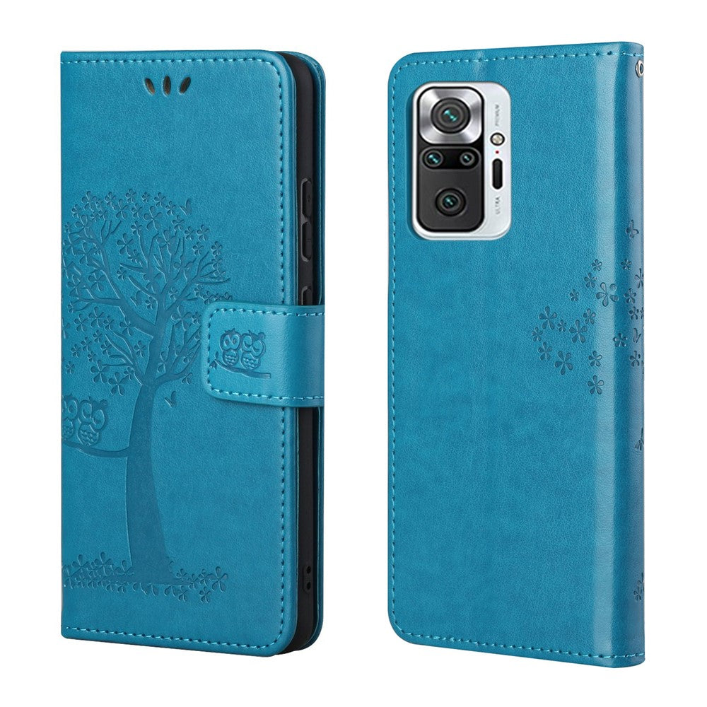 Wallet Design Inside and Outside Tree Owl Pattern Imprint Leather Stylish Case for Xiaomi Redmi Note 10 Pro 4G (India)/(Global)/Note 10 Pro Max