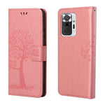 Wallet Design Inside and Outside Tree Owl Pattern Imprint Leather Stylish Case for Xiaomi Redmi Note 10 Pro 4G (India)/(Global)/Note 10 Pro Max